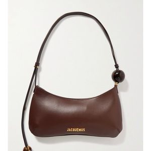 Authentic Jacquemus Le Bisou Perle Brown leather shoulder bag EUC